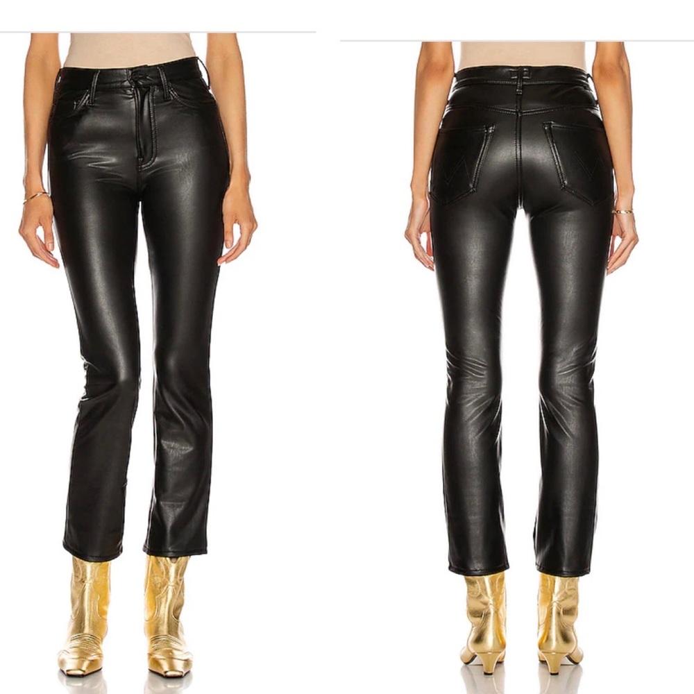 MOTHER the insider ankle faux leather pants